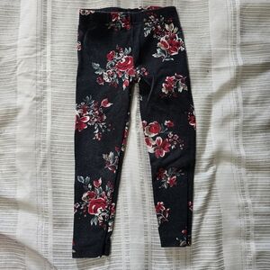 Carter's Black Leggings with Red Floral Design
